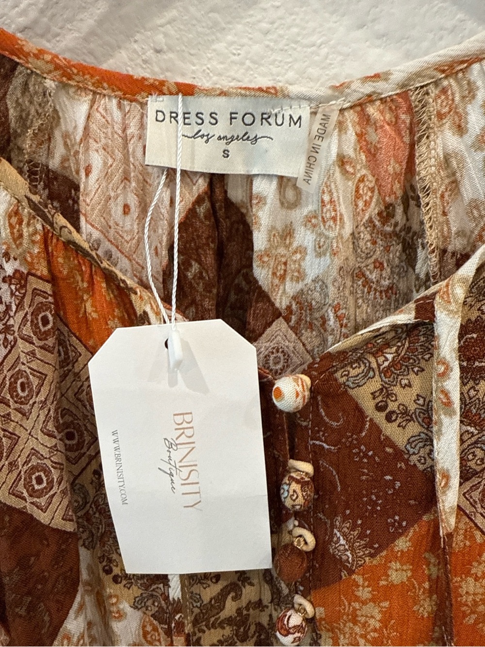 Dress Forum Los Angeles Patchwork Boho Peasant Blouse Size Small NWT - Picture 3 of 4